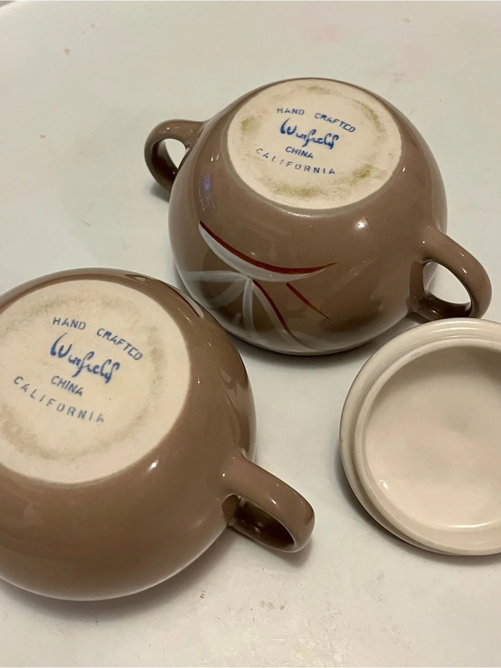 Winfield - Vintage Ceramic Sugar  and Creamer Set with Leaf Motif
